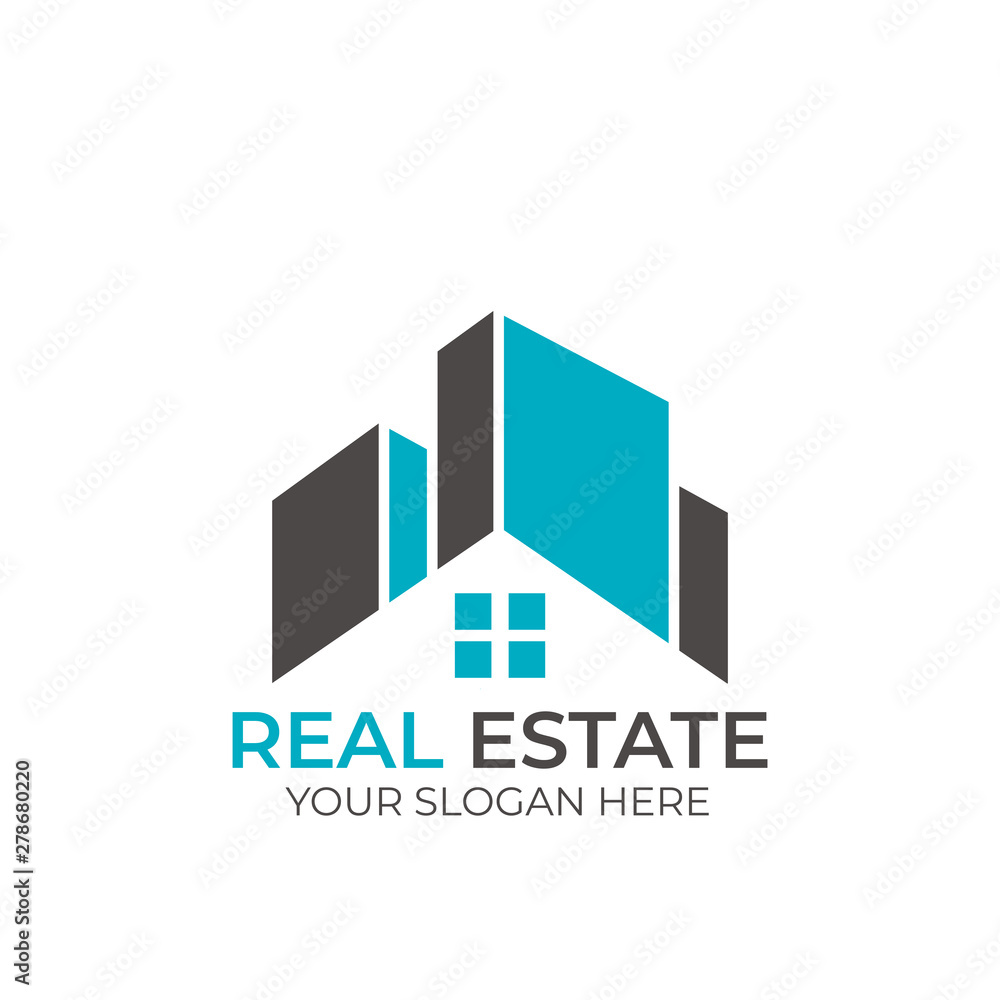 real estate logo with minimalist concept design vector template on white background