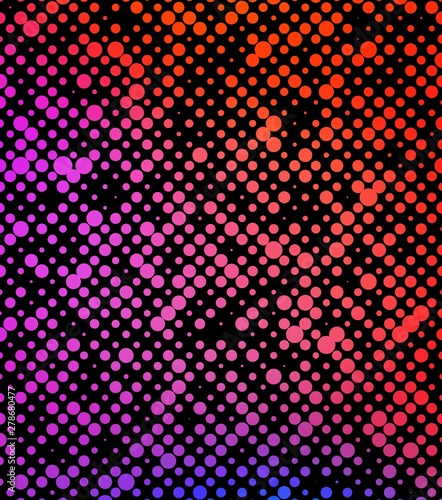 Chaotic pink and red gradient small dots on white background. Print. Gradient colorful chaotic circles, geometric pattern
