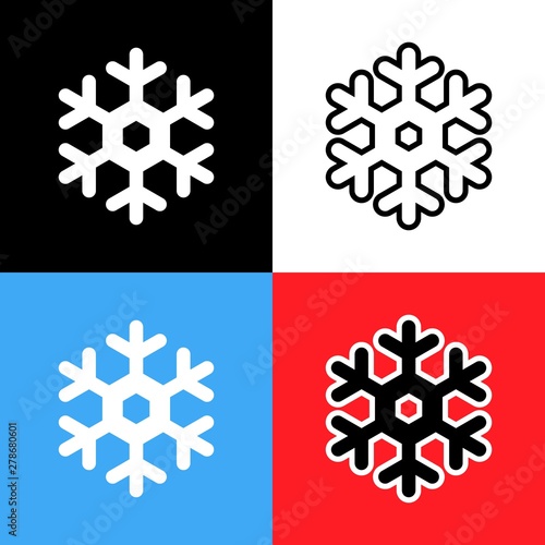 Ideal snowflake vector icon variants on different backgrounds
