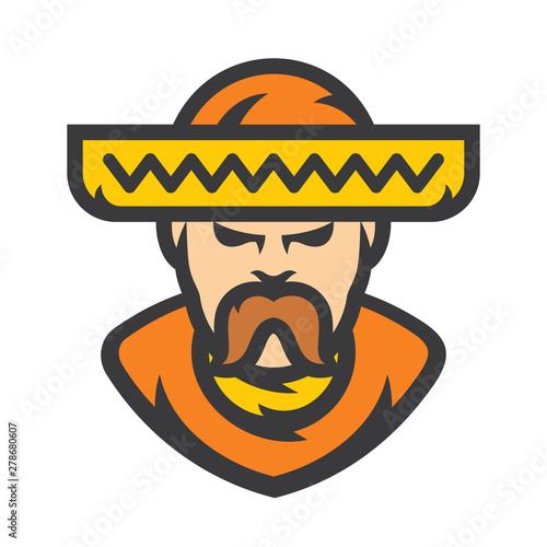 Mexican man in sombrero Vector Cartoon illustration