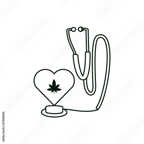 heart with cannabis leaf with stethoscope