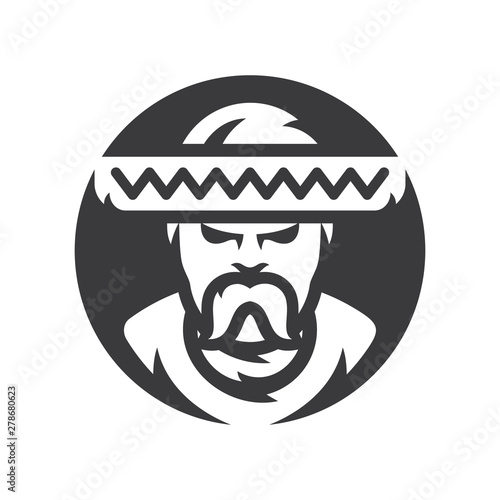 Mexican man in sombrero Vector silhouette sign