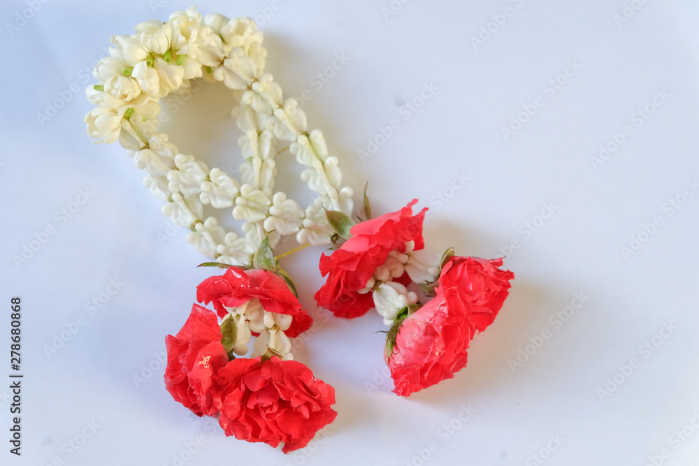 Flower garland on white background Flower garland on white background
