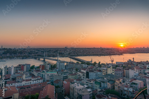 Aerial view of Istanbul suburbs at sunset