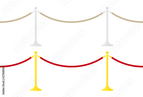 Vector golden and silver VIP velvet rope barrier. 