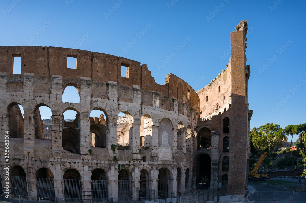 Colosseum theatre old ruins. Italian famous landmark of gladiator Coliseum