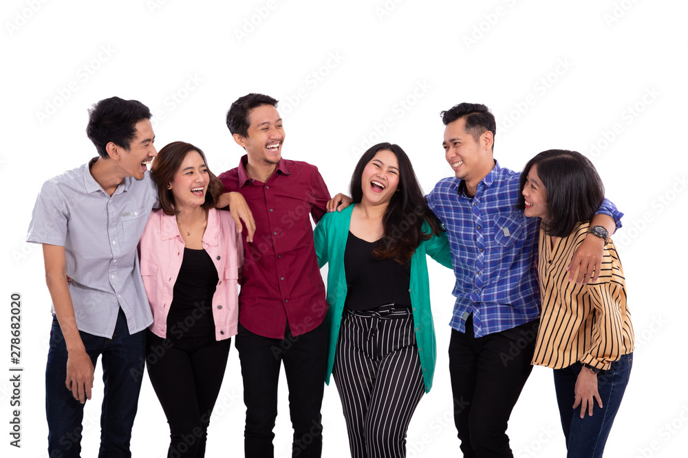 Obraz premium best friend holding hand shoot from behind. solid team together concept