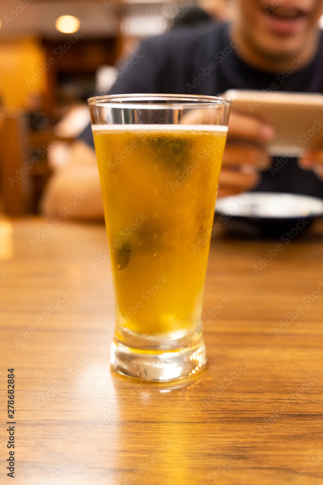 Cold beer on the table in the restaurant Cold beer on the table in the restaurant