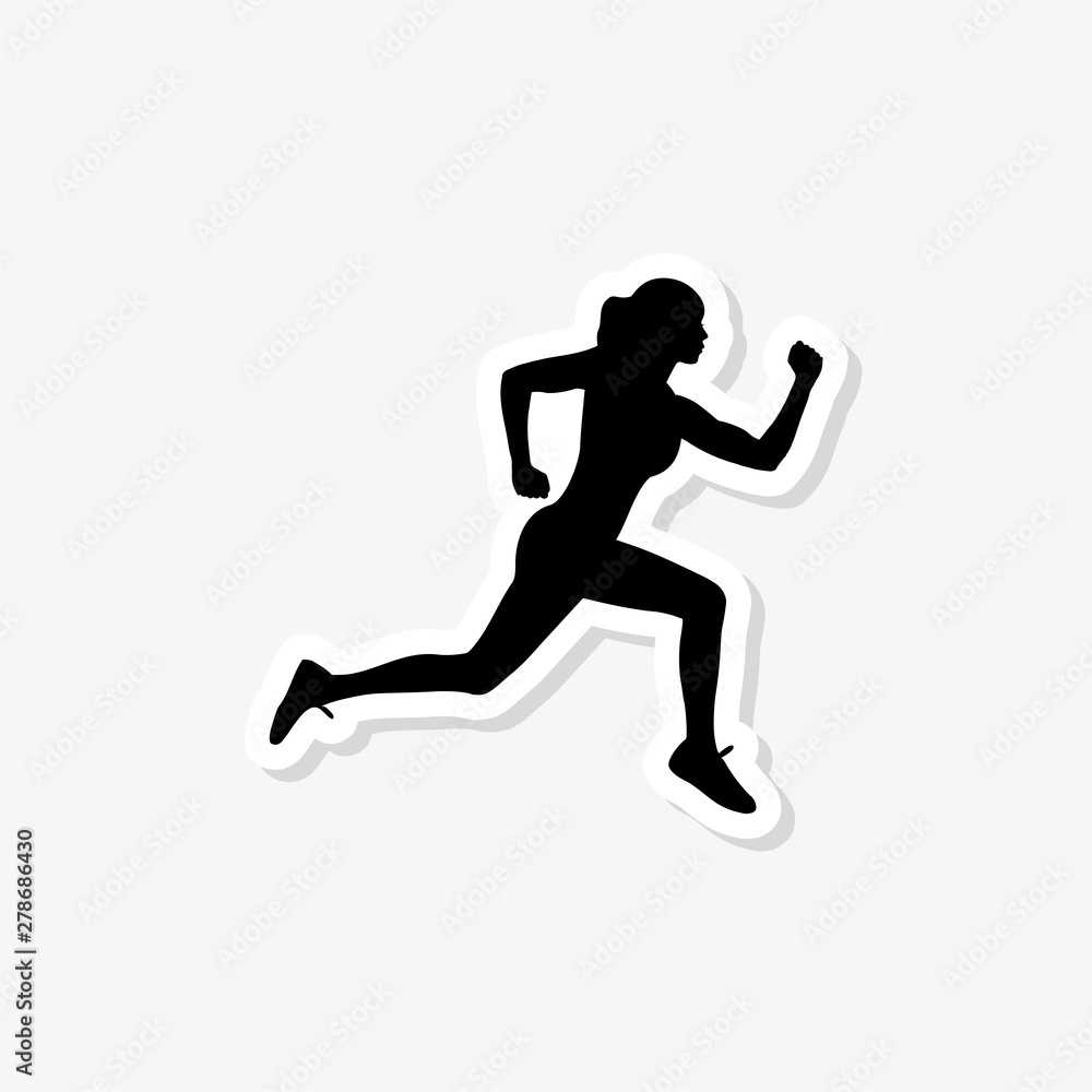 Running woman, abstract isolated silhouette. Healthy lifestyle