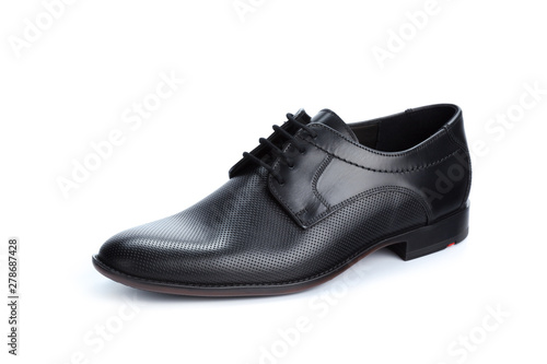 Black leather formal male shoes isolated on white background © fotofabrika