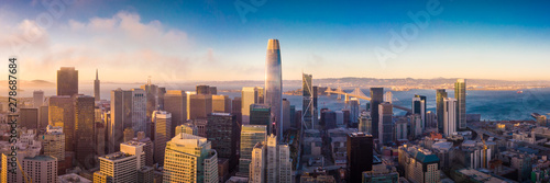 Aerial View of San Francisco Skyline at Sunset
