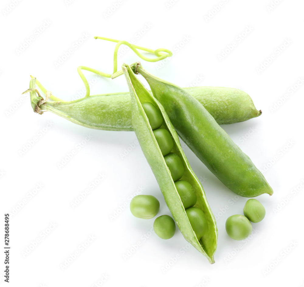 Tasty fresh peas on white background Tasty fresh peas on white background