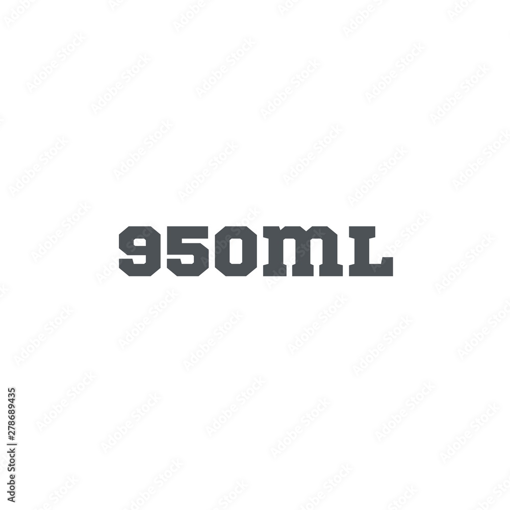 Liter l sign (l-mark) estimated volumes 950 milliliters (ml) Vec