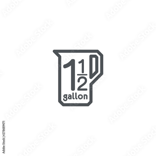 1.5 gal sign (mark) estimated volumes gallons. Vector symbol pac
