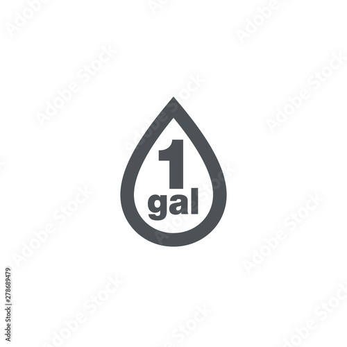 1 gal sign (mark) estimated volumes gallons. Vector symbol packa