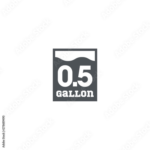 0.5 gal sign (mark) estimated volumes gallons. Vector symbol pac