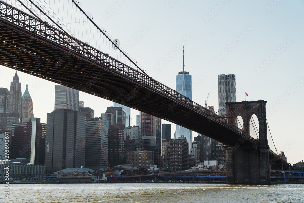 Brooklyn bridge over East River in New York