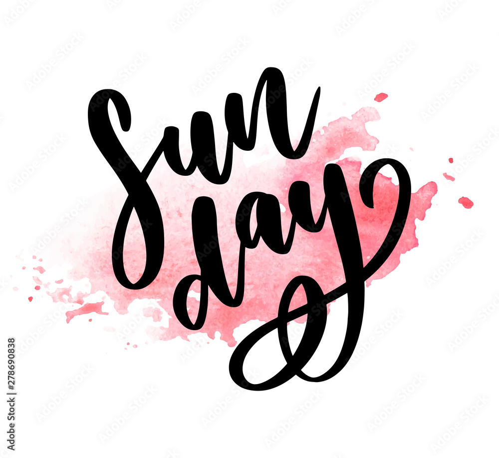 Sunday - Vector hand drawn lettering phrase. Modern brush calligraphy for blogs and social media. Motivation and inspiration quotes for photo overlays, greeting cards, t-shirt print, posters. Sunday - Vector hand drawn lettering phrase. Modern brush calligraphy for blogs and social media. Motivation and inspiration quotes for photo overlays, greeting cards, t-shirt print, posters.