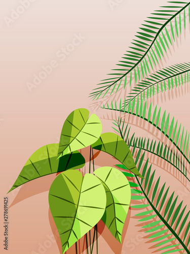 Set of tropical leaves. background EPS10 vector.
