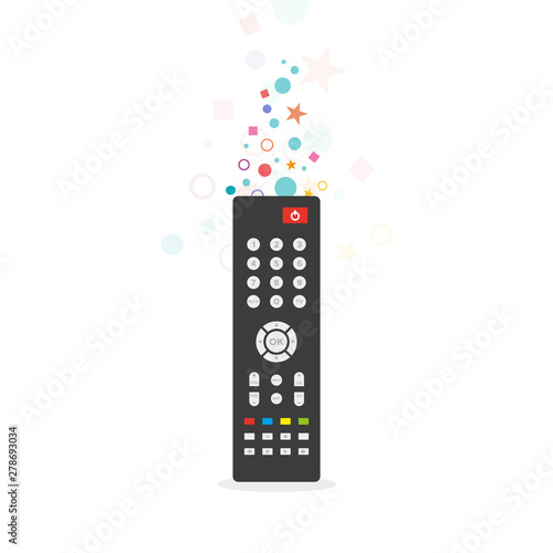 Remote control. TV remote controller. Concept of  entertainment, movies on demand, TV channels.Vector illustration, flat design