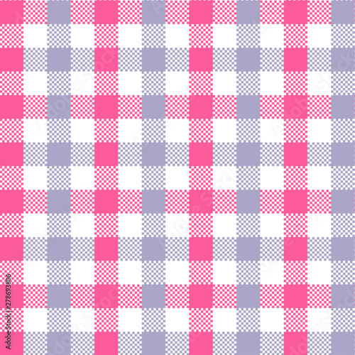 Rosa Gingham pattern. Texture from squares for - plaid, tablecloths, clothes, shirts, dresses, paper, bedding, blankets, quilts and other textile products. Vector illustration EPS 10