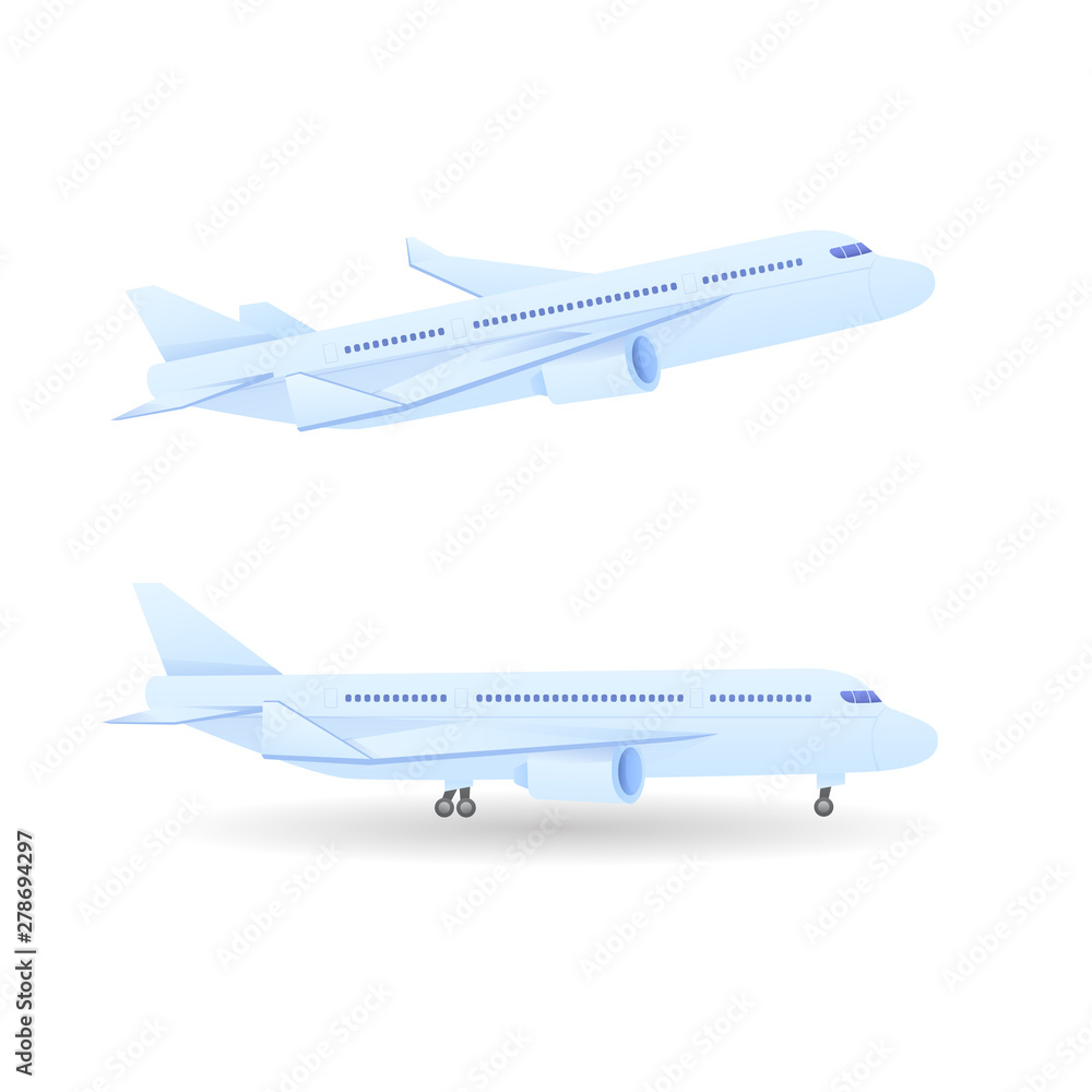 Set Isolated Plane Illustration, Air Vehicle Transportation Cartoon