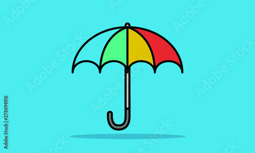 Colourful Umbrella Vector Flat Style Illustration