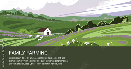 Vector template of a banner or first screen for a landing page with space for text and button