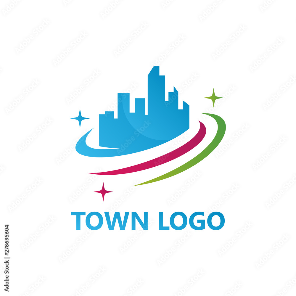 Town Logo Template Design Vector, Emblem, Design Concept, Creative Symbol, Icon