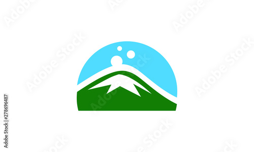 mountain logo with blue sky