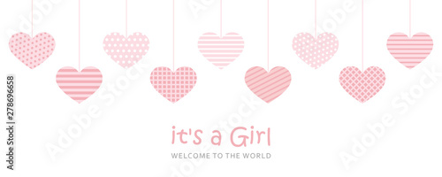 its a girl welcome greeting card for childbirth vector illustration EPS10
