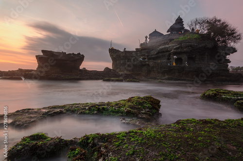 Tanah Lot - Temple in the Ocean sunset time. Bali, Indonesia