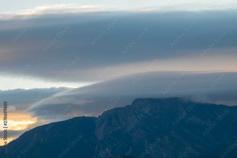 Sunset over Alishan Range, Alisan National Park, Taiwan Sunset over Alishan Range, Alisan National Park, Taiwan