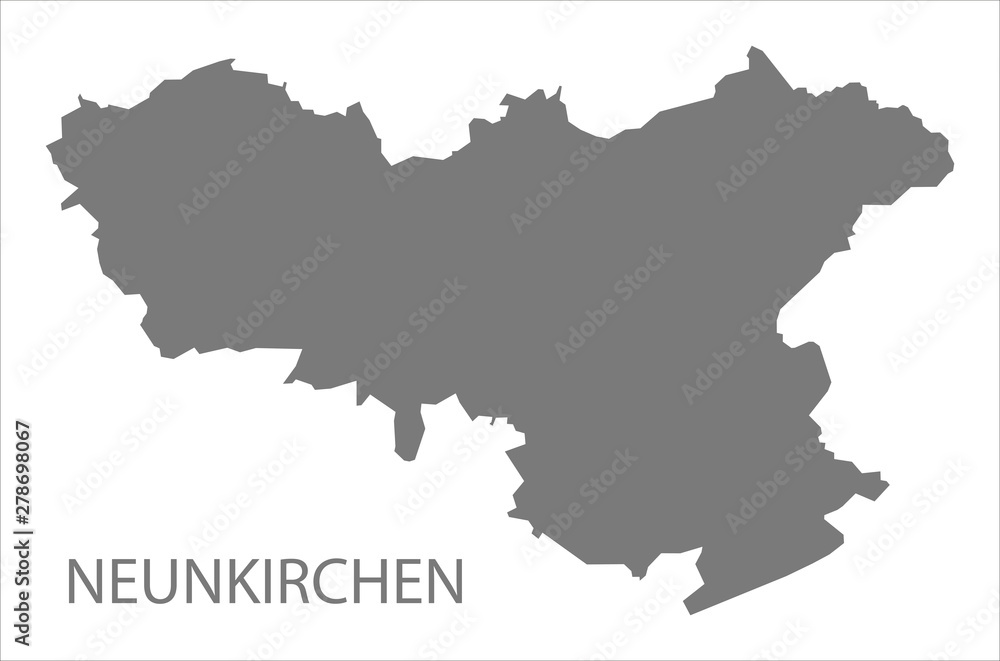 Neunkirchen grey county map of Saarland Germany DE