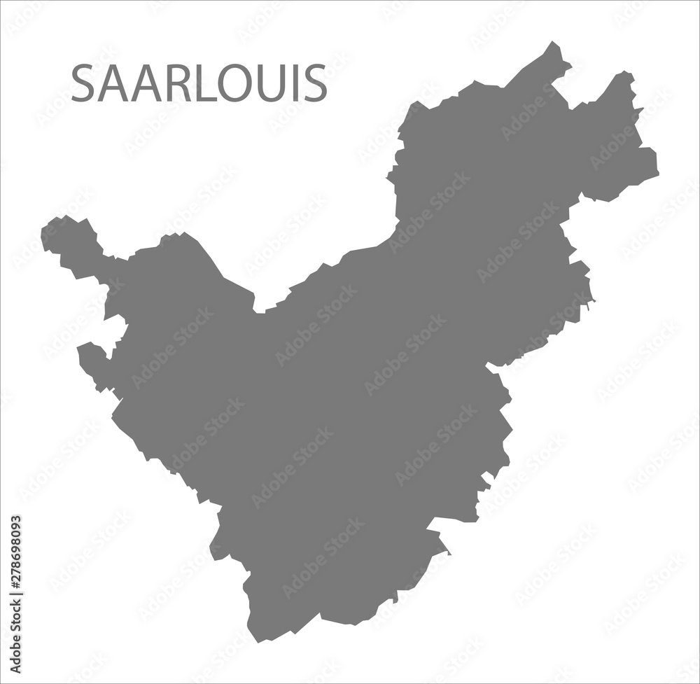 Saarlouis grey county map of Saarland Germany DE