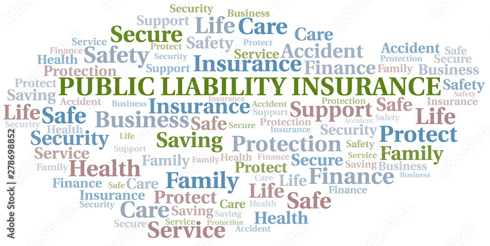 Fototapeta premium Public Liability Insurance word cloud vector made with text only.