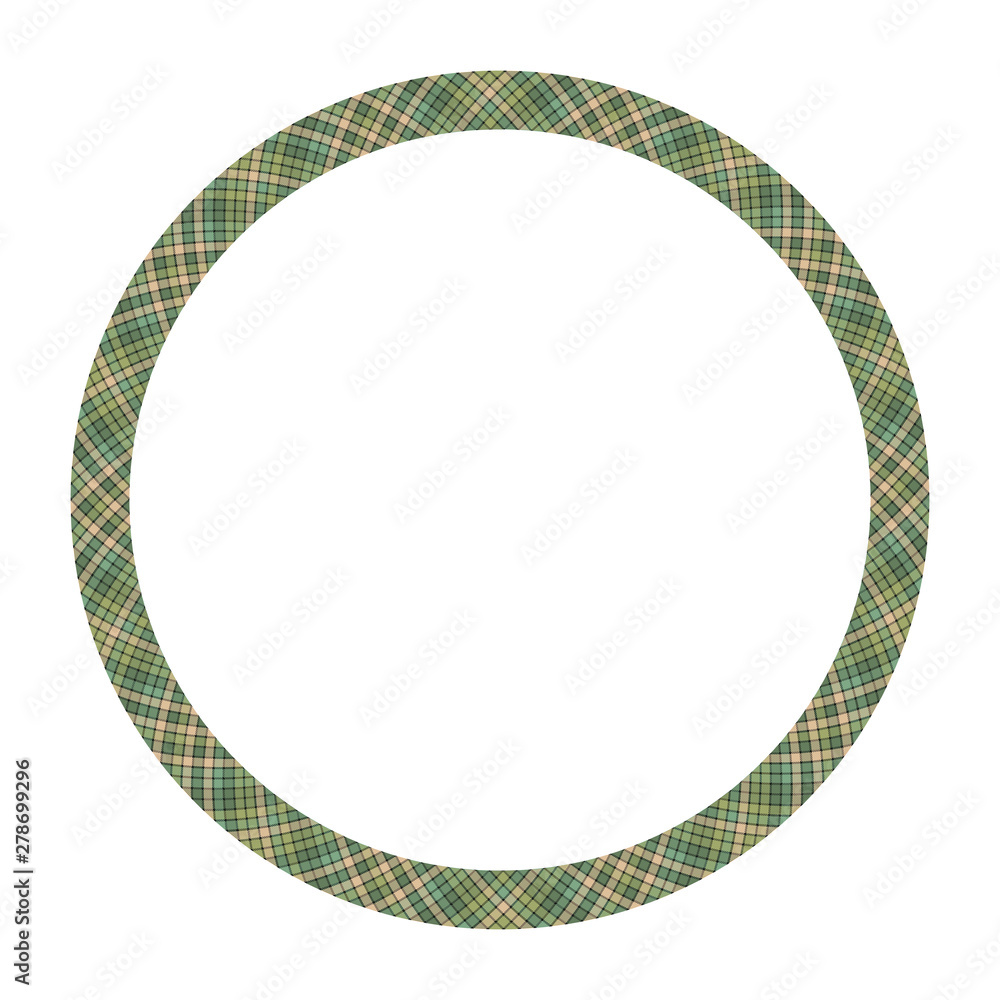 Circle borders and frames vector. Round border pattern geometric vintage frame design. Scottish tartan plaid fabric texture. Template for gift card, collage, scrapbook or photo album and portrait.. Circle borders and frames vector. Round border pattern geometric vintage frame design. Scottish tartan plaid fabric texture. Template for gift card, collage, scrapbook or photo album and portrait..