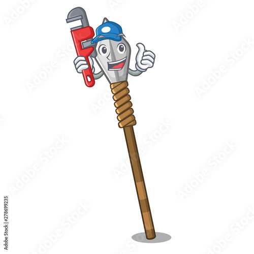 Plumber spear cartoon in the warehouse room