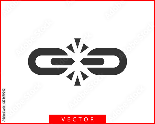 Broken chain link icon vector. Concept demage connection or join in business. Disconnect symbol isolated on white background.