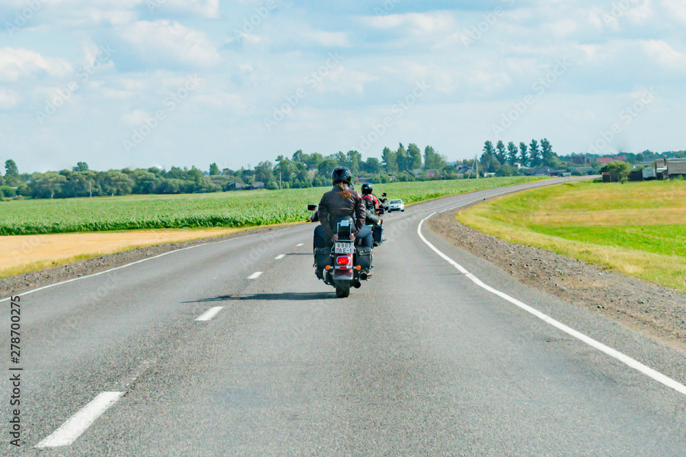 Motorcyclists travel around the country in summer