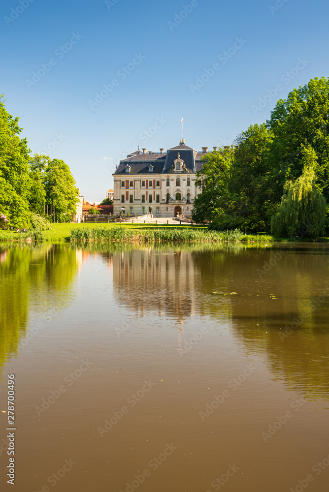 Pszczyna chateau in Poland during nice springtime day with clear sky