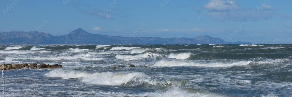 Big waves at Les Marines beach, Denia.