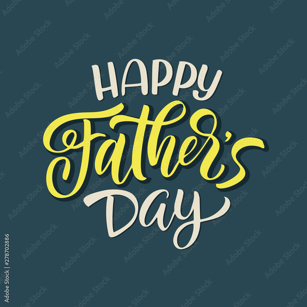 Happy Fathers Day lettering typography set for postcard, card, invitation. Greeting card. Vector illustration EPS 10. Daddy logo, badge, icon. Calligraphy banner on textured background.