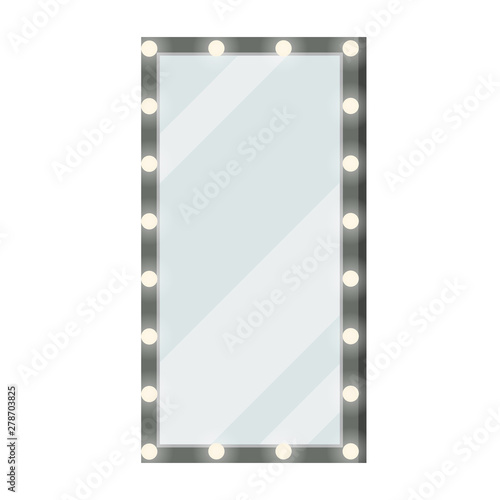 Women bedroom or backstage dressing room interior- makeup illuminated floor or wall mirror