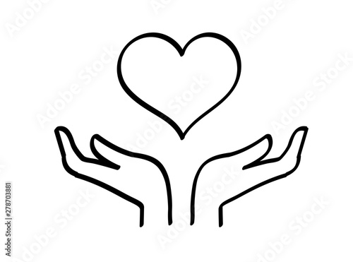 Hand and heart icon - Hand drawn
