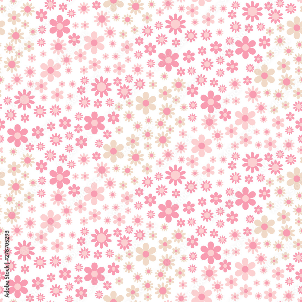 Seamless pattern with pink flowers on white background Seamless pattern with pink flowers on white background