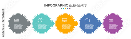 Vector Infographic label design template with icons and 5 options or steps. Can be used for process diagram, presentations, workflow layout, banner, flow chart, info graph - Vector