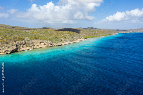 Aerial view over area Playa Hundu - Curaçao/Caribbean /Dutch Antilles © NaturePicsFilms
