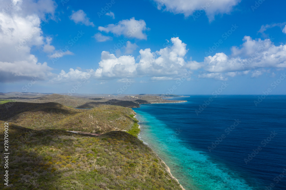 Aerial view over area Playa Hundu - Curaçao/Caribbean /Dutch Antilles