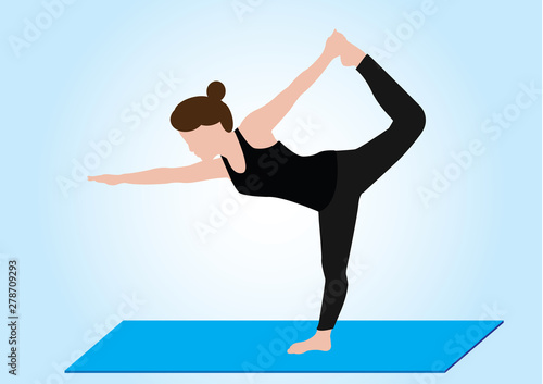 Vector of Woman with Natarajasana Yoga Pose